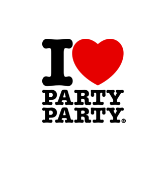 I love party party model alb pe tricou