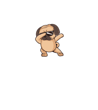 Mops DAB model gri pe tricou