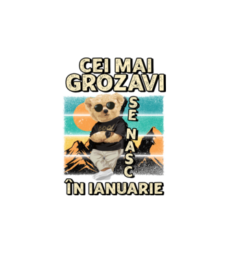RETRO teddy IANUARIE model alb pe tricou