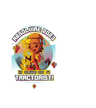 absolvire 2023 tractorist model alb pe tricou