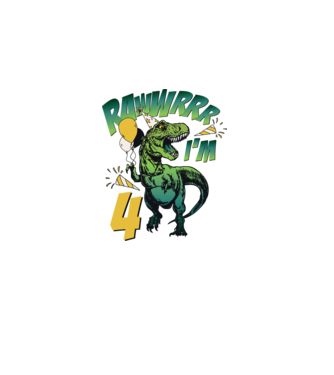 'Birthday Dinosaur rawww i''m 4' model alb pe tricou