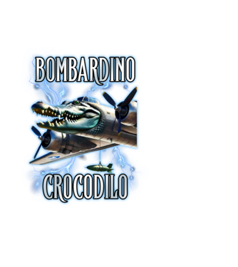 Bombardino Crocodilo model negru pe tricou