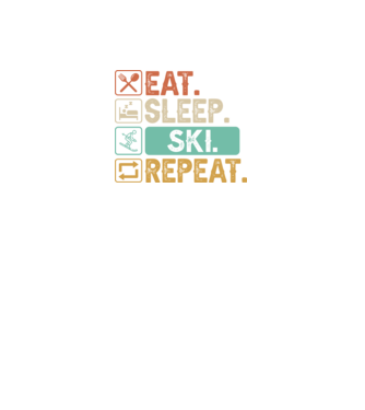 Eat Sleep SKI Repeat model negru pe tricou