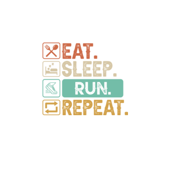 Eat Sleep Run Repeat model negru pe tricou