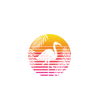 Retro flamingo sunset model negru pe tricou