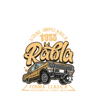 Rablă 1955 model alb pe tricou