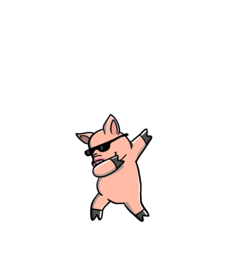 Porc dab model negru pe tricou