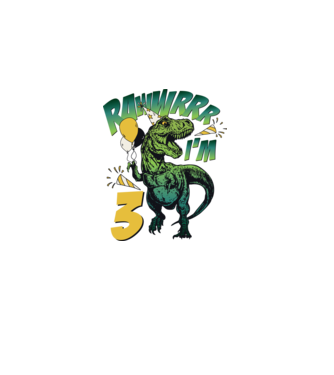 'Birthday Dinosaur rawww i''m 3' model alb pe tricou