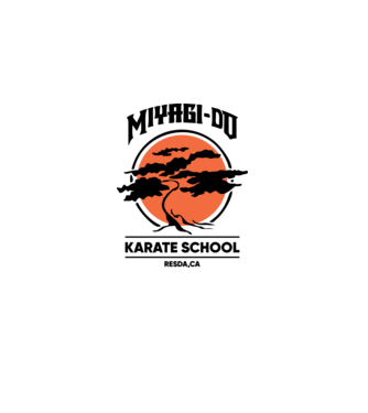 Miyagi-do karate school model alb pe tricou