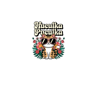 Huculka Puculka pisică 3 model alb pe tricou