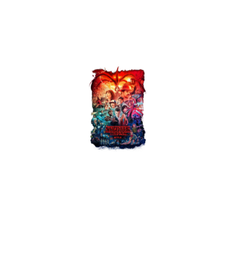 stranger things tribute poster2 model albastru jeanși pe tricou