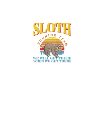 sloth running team retro model negru pe tricou