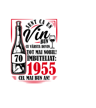 Un Vin Bun 1955 - Alb model negru pe tricou