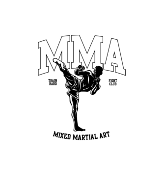 MMA model alb pe tricou