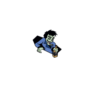 Drunk Zombie model alb pe tricou