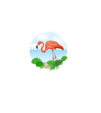 Flamingo model alb pe tricou