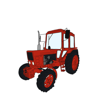 TRACTOR model alb pe tricou