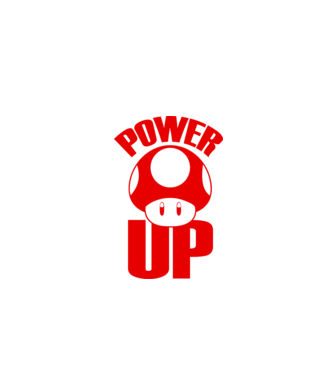 Power up model alb pe tricou