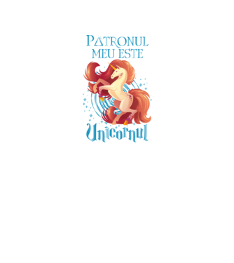 Patronul meu este UNICORNUL model negru pe tricou