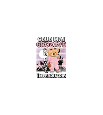 RETRO teddy fetişcană FEBRUARIE model negru pe tricou