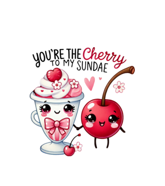 Cherry to my Sunday model alb pe tricou
