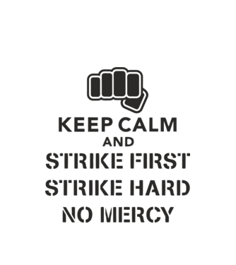 Keep calm and strike first cobra kai model alb pe tricou