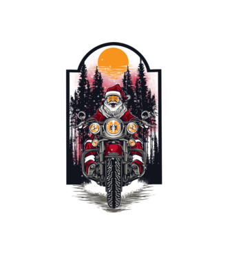 Motor santa model alb pe tricou