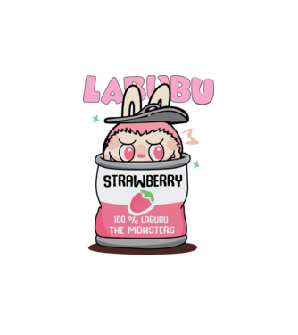 Strawberry Labubu model alb pe tricou