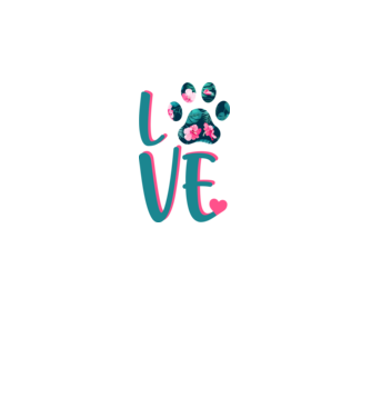 LOVE CÂINI model alb pe tricou