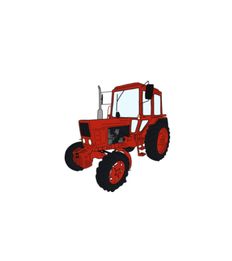 TRACTOR model alb pe tricou