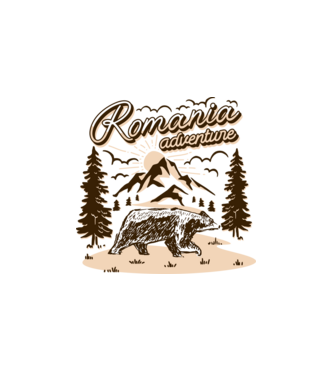 Romania bear adventure model alb pe tricou