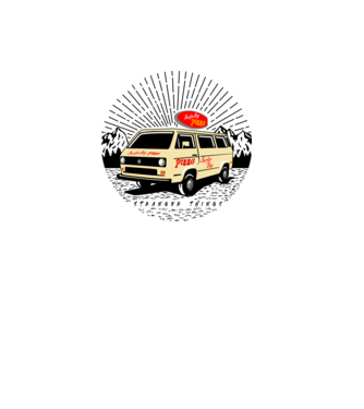 surfer boy pizza bus stranger things model galben pe tricou