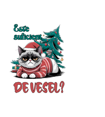 Este suficient de vesel? pisică Crăciun model alb pe tricou