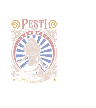 Zodiac Vintage PEȘTI model negru pe tricou