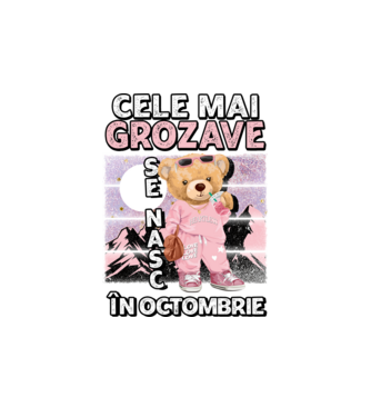 RETRO teddy fetişcană OCTOMBRIE model alb pe tricou