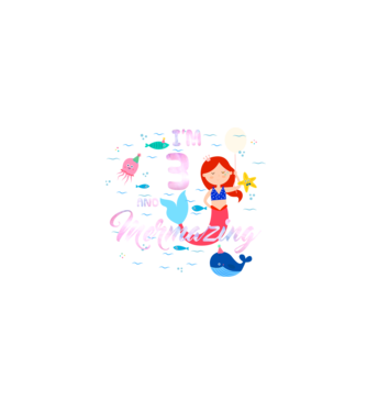 Mermazing Birthday 3 model negru pe tricou