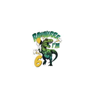 'Birthday Dinosaur rawww i''m 6' model alb pe tricou
