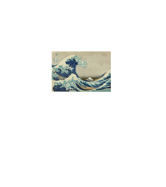 Great Wave of Kanagawa mască model alb pe tricou