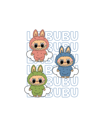 LABUBU model alb pe tricou