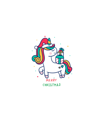 merry christmas unicorn model negru pe tricou