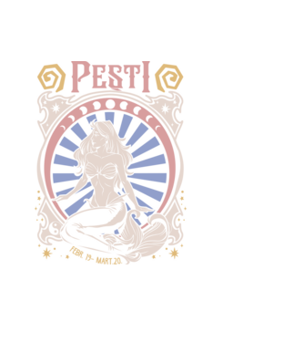 Zodiac Vintage PEȘTI model negru pe tricou