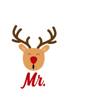 Mr. Reindeer Christmas couple model alb pe tricou