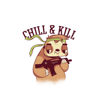chill and kill model alb pe tricou