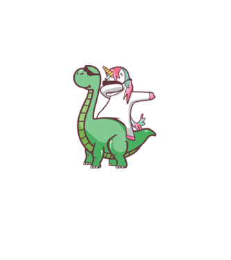 Dinozaur dabunicorn model negru pe tricou