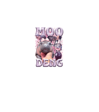 MOO DENG baby hippo model negru pe tricou