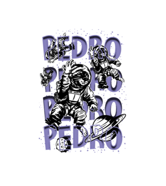 SPACE PEDRO model alb pe tricou