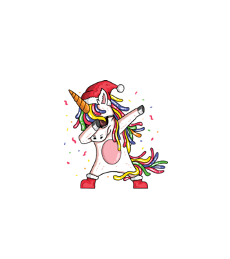 Christmas unicorn dab model negru pe tricou