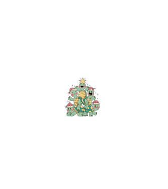Turtle christmas tree model negru pe tricou