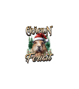 Capybara christmas model negru pe tricou