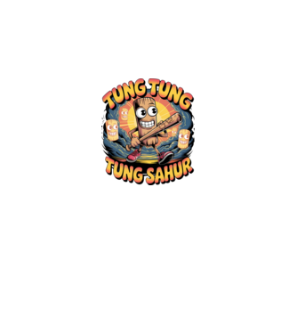 Tung Tung Tung Sahur Retro model negru pe tricou